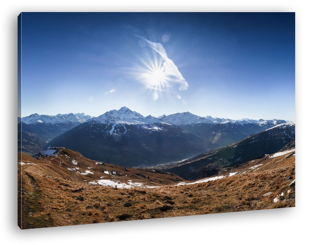 deyoli atemberaubender Ausblick im Gebirge Format: 80x60 als Leinwand, Motiv fertig gerahmt auf Echt