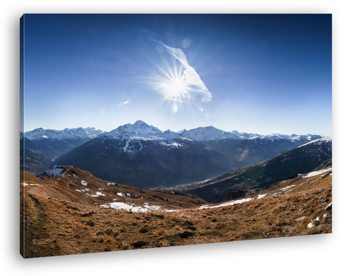 deyoli atemberaubender Ausblick im Gebirge Format: 80x60 als Leinwand, Motiv fertig gerahmt auf Echt