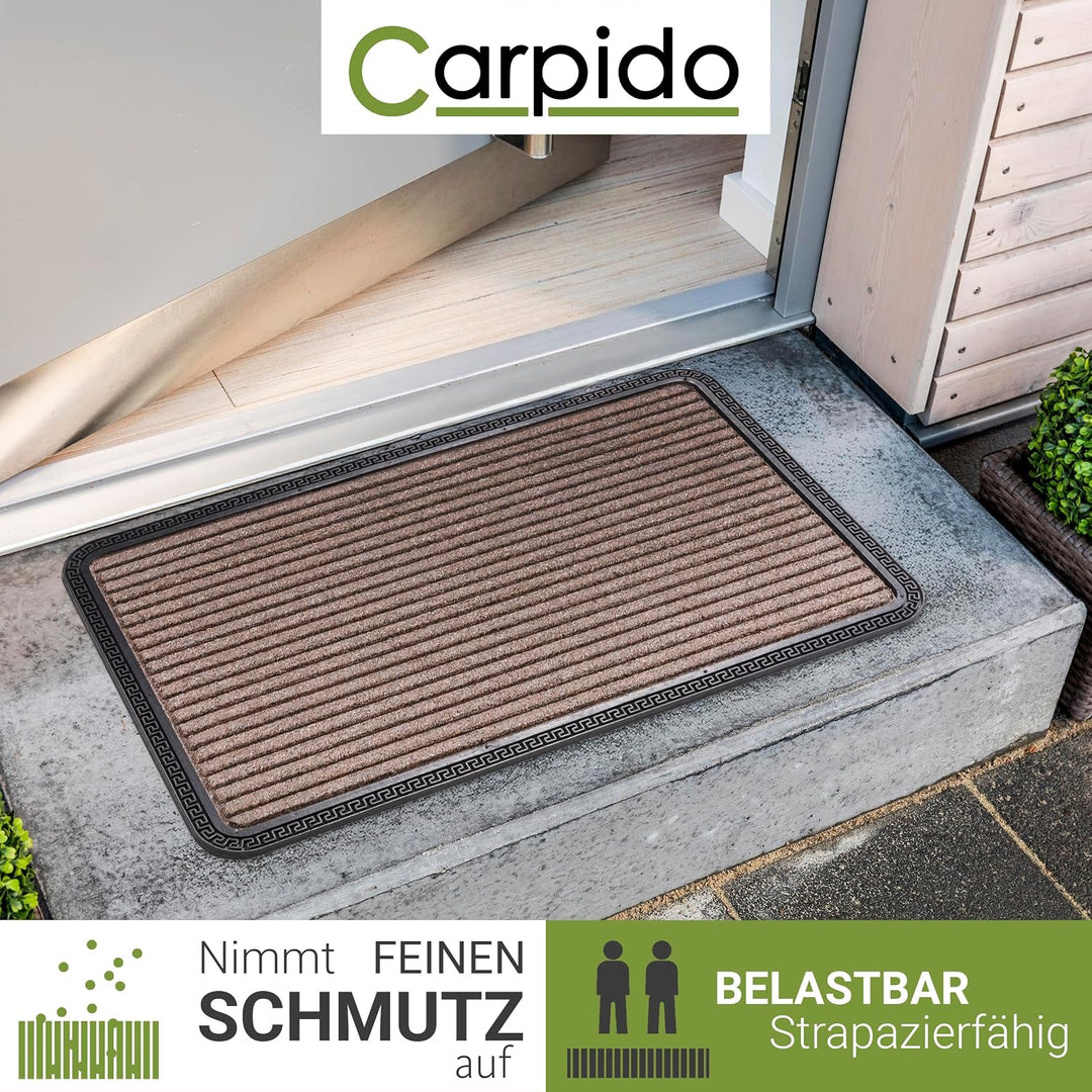 Carpido Fussmatte Aussen &amp; Innen - 4er Set 40x60 cm - Braun Linien - Sauberlauf Türmatte rutschfest