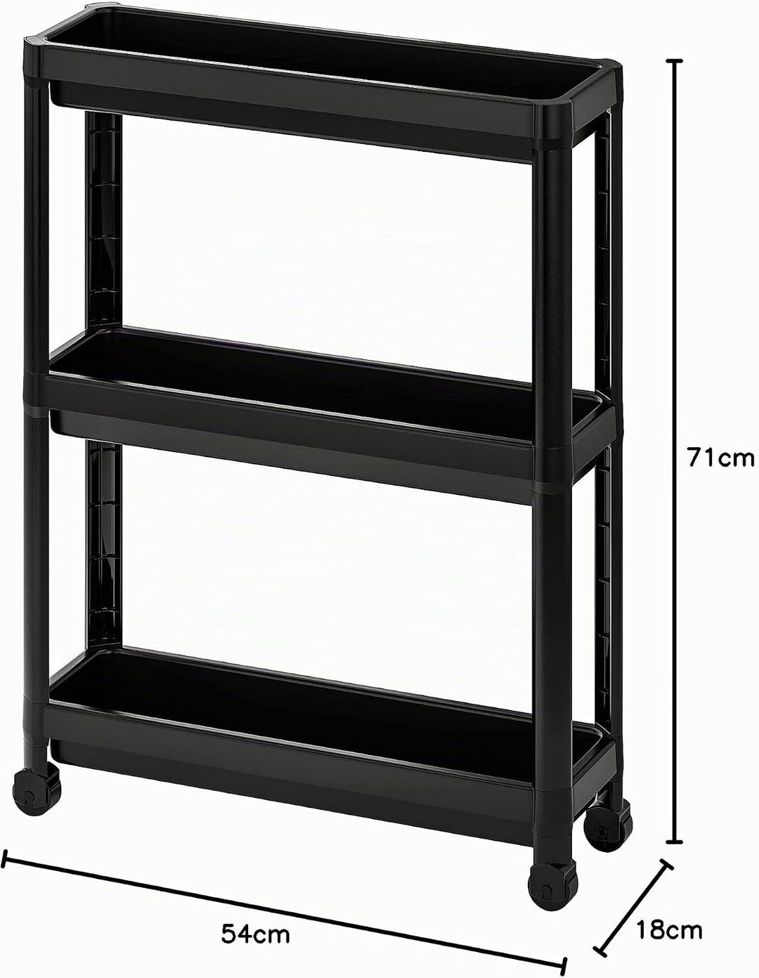 IKEA Rollwagen, 54 x 18 x 71 cm, schwarz – Metall, 6,0 kg Maximalgewicht, Stufenregal, inklusive Pfl