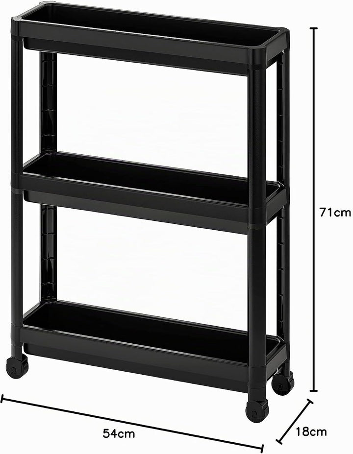 IKEA Rollwagen, 54 x 18 x 71 cm, schwarz – Metall, 6,0 kg Maximalgewicht, Stufenregal, inklusive Pfl