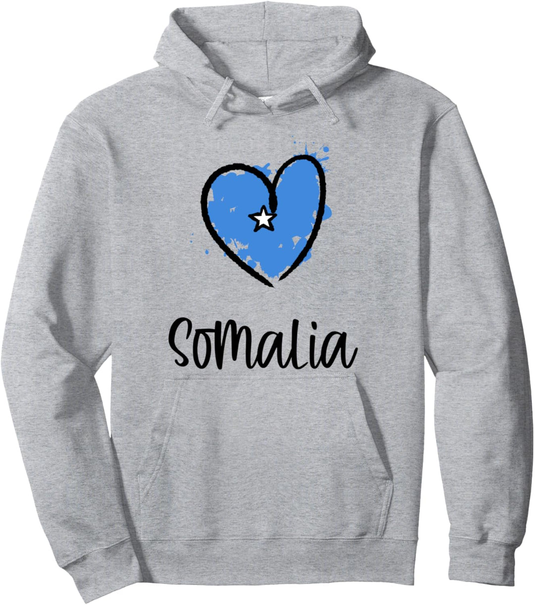Somalia Heart Line Art Flag Cute Africa Arabic Somali Gift Pullover Hoodie