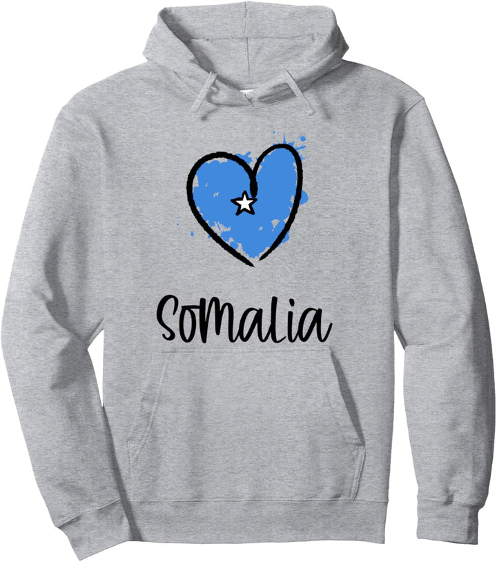 Somalia Heart Line Art Flag Cute Africa Arabic Somali Gift Pullover Hoodie