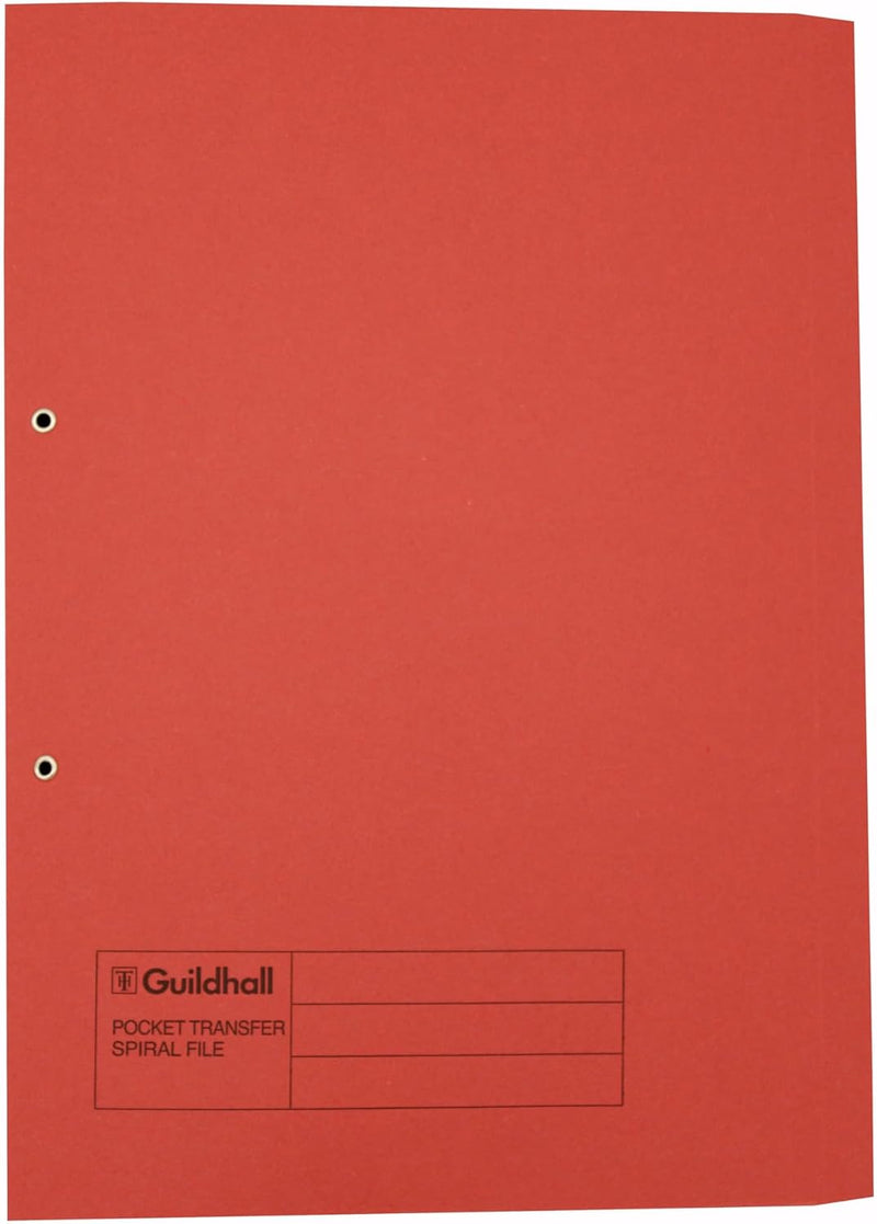 Guildhall Schnellhefter mit Innentasche 315 g/m² Kapazität 38 mm Folio-Format 25 Stück rot