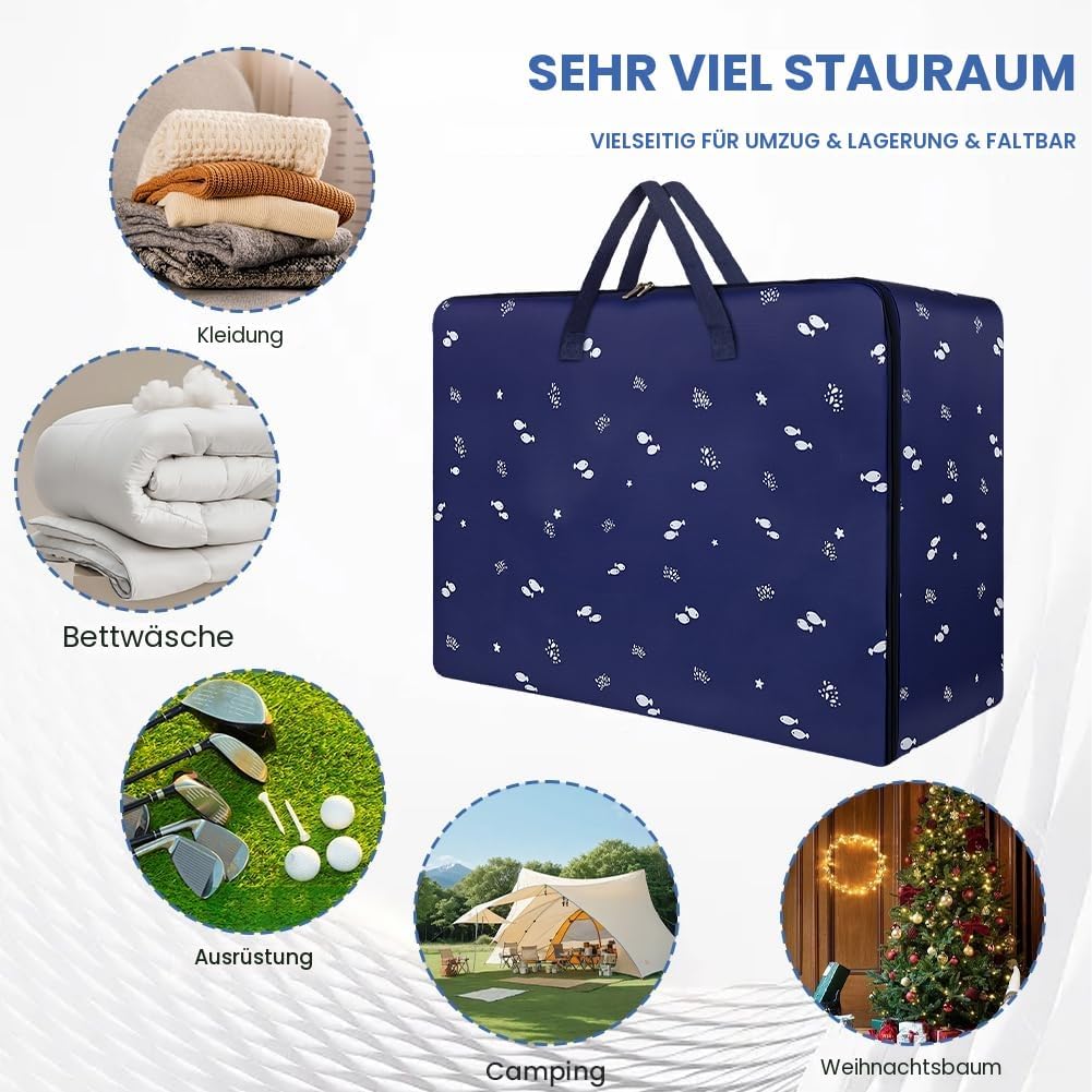 HOTUT Grosse Aufbewahrungstasche,4 Stück 105L Oxford Umzugstaschen mit Reissverschluss und Griff,Was