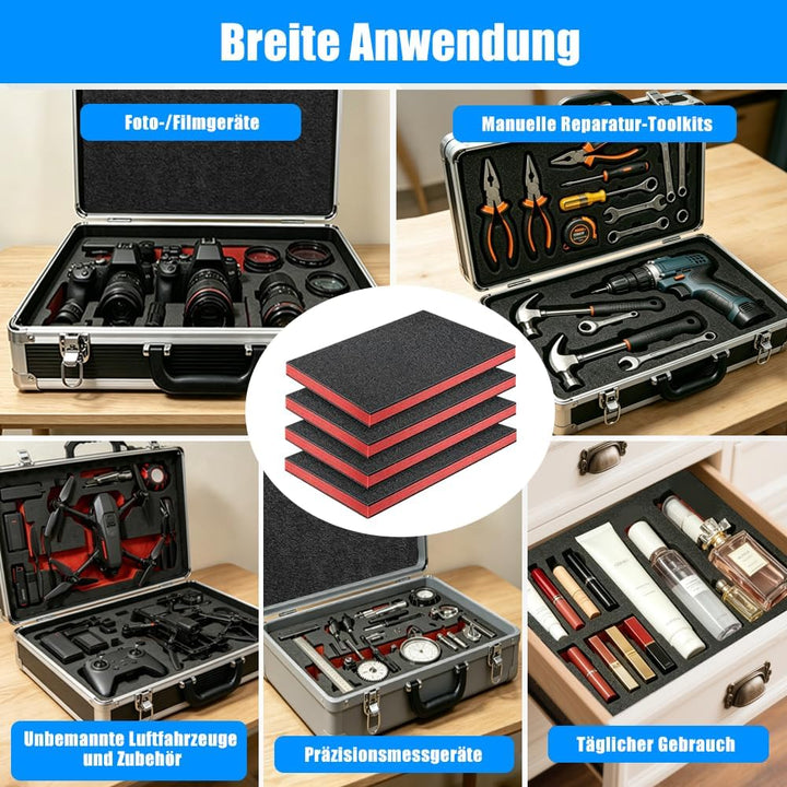 4 Stück 40x30x4cm Werkzeugkisten Schaumstoff Zuschnitt Polyethylenschaumstoff Schaumstoffeinlage Wer