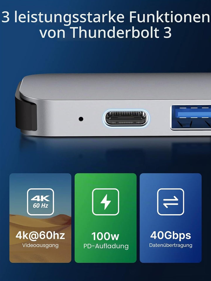 USB C Hub, Lemorele 7 in 2 USB C Docking Station mit Thunderbolt 3, USB 3.0 Ports, SD/TF Kartenleser