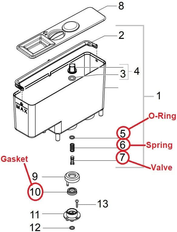 Ventilsatz für Wasserbehälter Anti-Tropf Water Container Valve Kit Assembly Anti Drip Compatible Wit