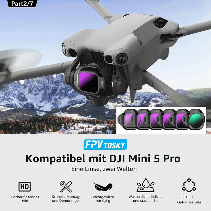 FPVtosky Hartschalen-Zubehör-Set für DJI Mini 5 Pro, Drohnenzubehör-Kit enthält Dual Layer Case, RC2