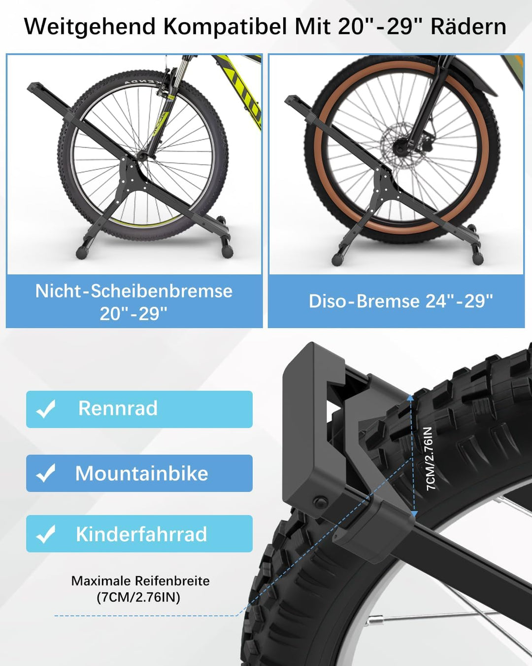 Fahrradständer Boden, Wyxron Fahrradhalter Bodenständer Freistehend MTB Radständer Standparker Stahl