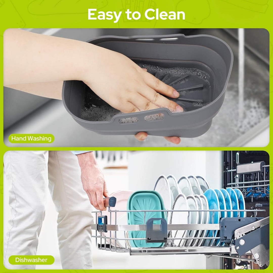 Alyvisun 4 Stück Airfryer Silikon Basket Wiederverwendbar Backform Air Fryer Silikonformen Rechtecki