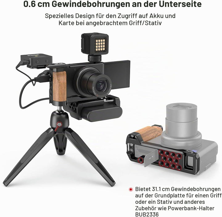 SMALLRIG L Platte L Bracket mit Holzgriff für Sony ZV1 Kamera - 2936