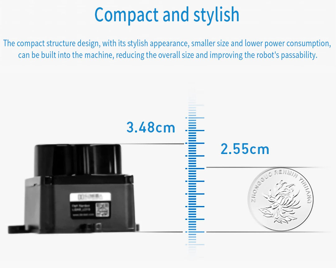 InnoMaker Extra-Small Size Lidar DTOF Radar 360 Degree 12 Meter Radius Scanning 25000 Lux Resistance