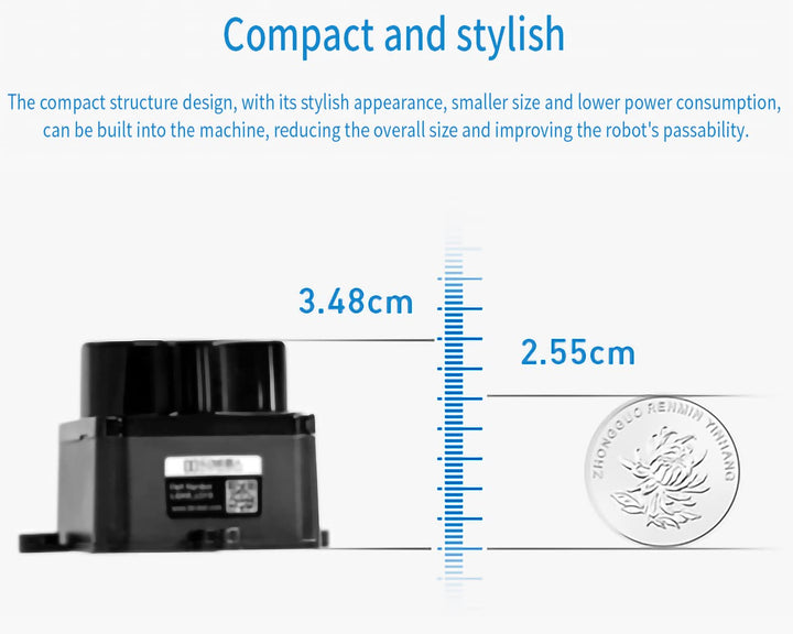 InnoMaker Extra-Small Size Lidar DTOF Radar 360 Degree 12 Meter Radius Scanning 25000 Lux Resistance