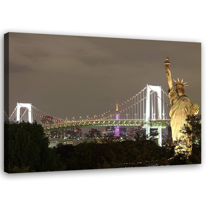 Leinwandbild XXL Freiheitsstatue Wandbild Kunst Architektur Grau 120x80 cm Leinwandbild 120x80 cm Gr