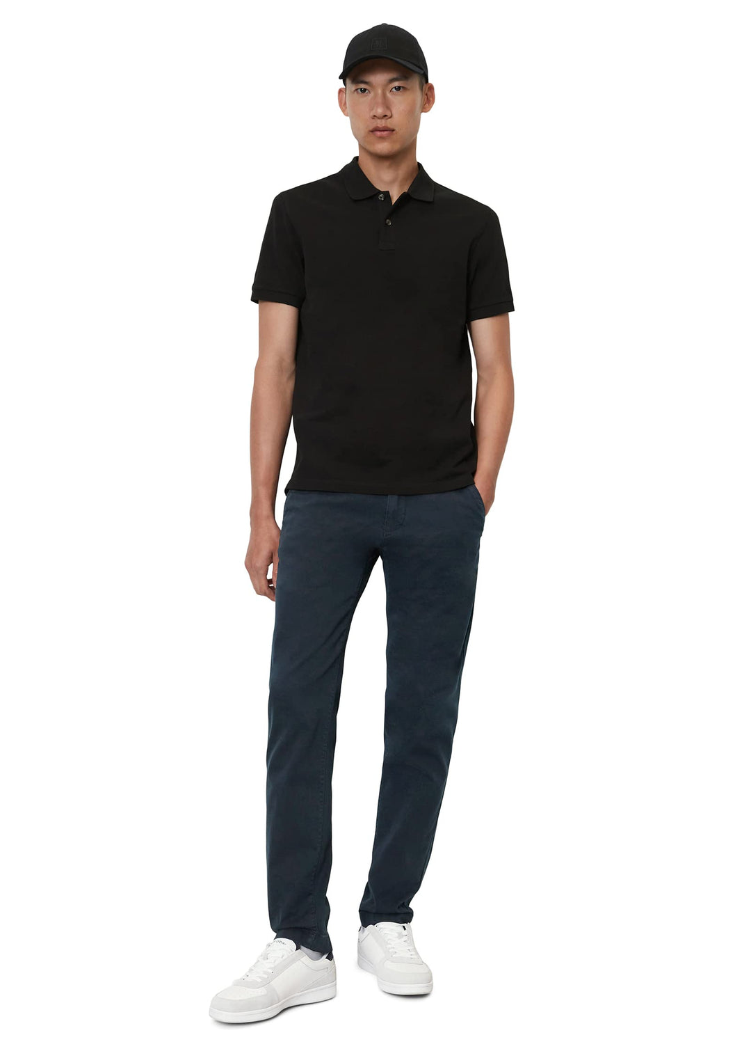 Marc O'Polo Herren Kurzarm-Poloshirt aus Bio-Baumwolle Regular Fit M Schwarz, M Schwarz