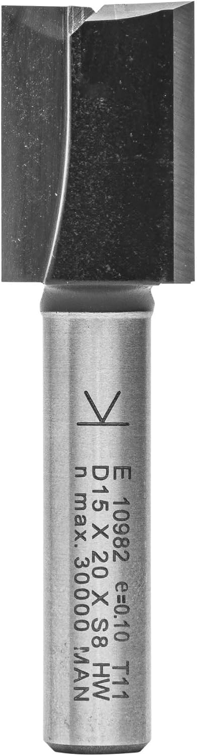ENT 10982 Nutfräser HW, Schaft (S) 8 mm, Durchmesser (D) 15 mm, NL 20 mm, SL 32 mm, GL 52 mm, mit Ha
