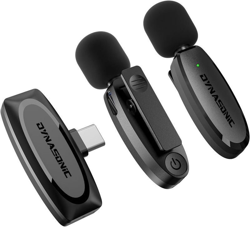 DYNASONIC DM-Pro 02 Pack (2. Generation) 2 professionelle kabellose Mikrofone Android Typ C Lavalier