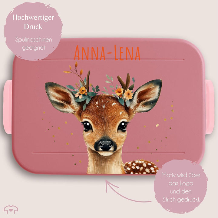Bento Box Midi Lunchbox für Mepal Bentobox - Brotzeitbox Reh süss personalisiert I Rehkitz Brotdose