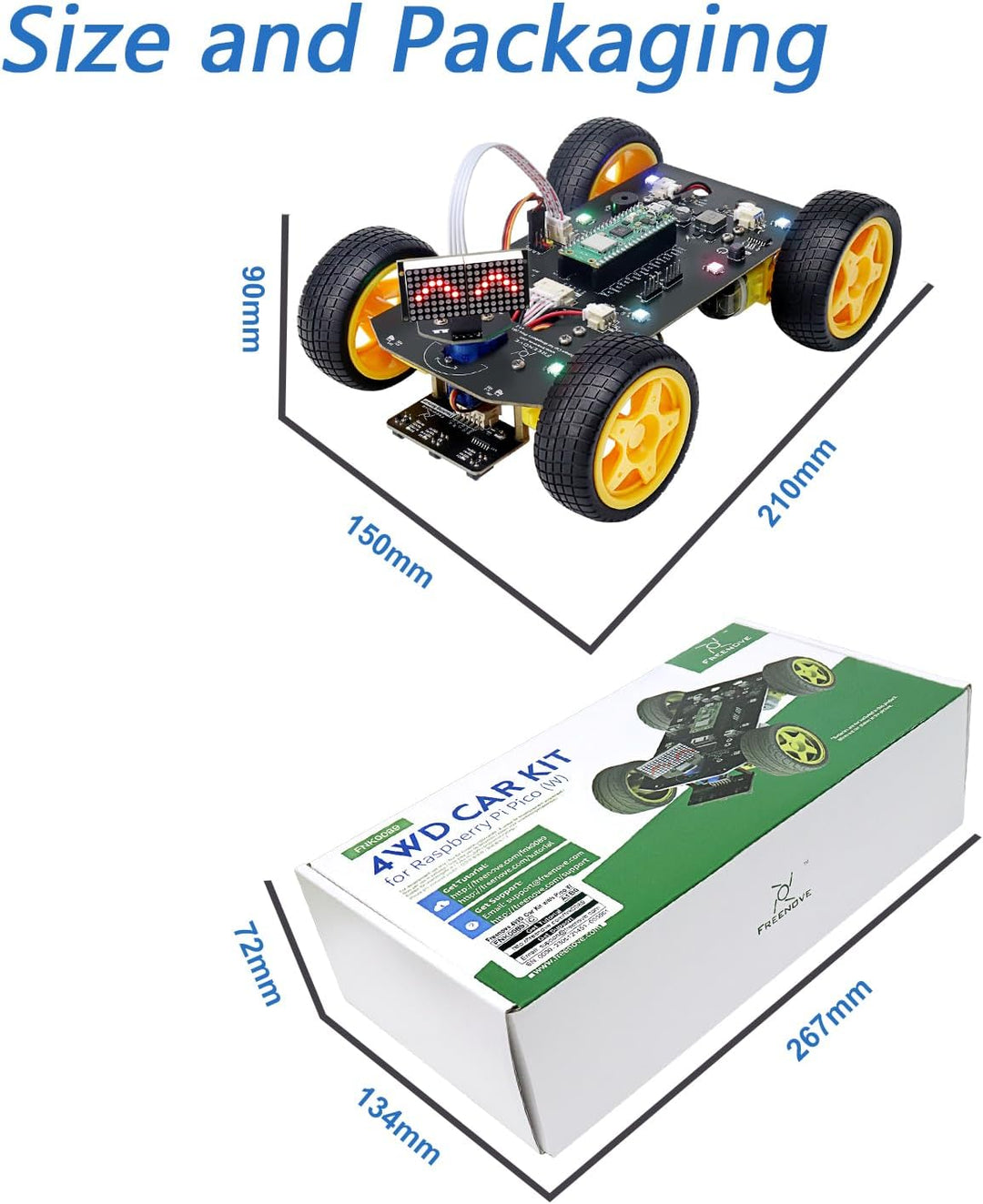 Freenove 4WD Car Kit for Raspberry Pi Pico W (Included) (Compatible with Arduino IDE), Dot Matrix Ex