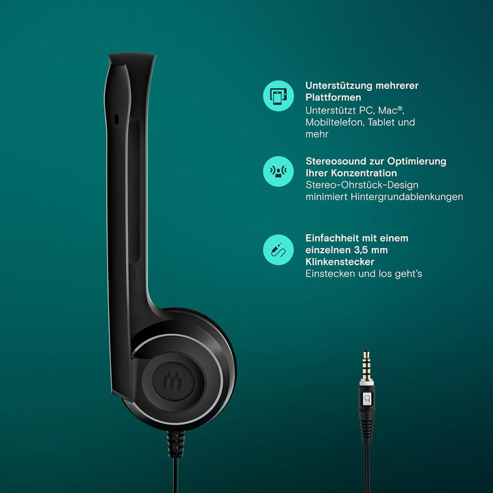 EPOS PC5 Chat Kabelgebundenes Headset für PC – Leichtes On-Ear-Headset, Mikrofon mit Geräuschunterdr