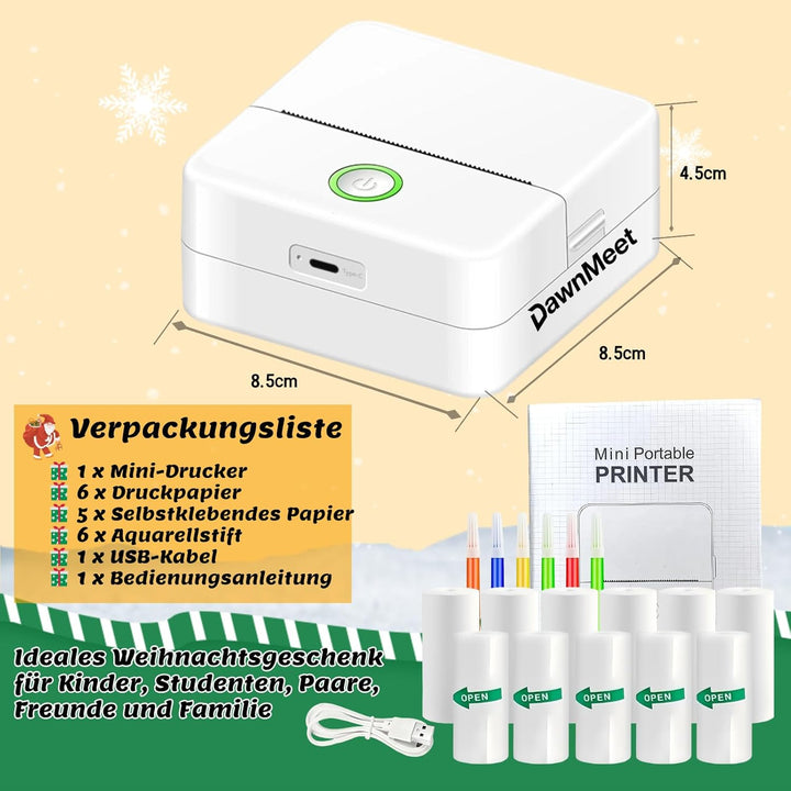 Mini Drucker für Smartphone X6, Bluetooth Thermodrucker Handy Drucker Etikettendrucker Fotodrucker 1