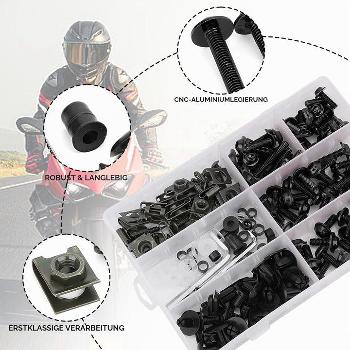 198 Stück Motorrad Verkleidungsschrauben Kit, M5 M6 Schrauben Mutter Universal Motorrad Windschutzsc