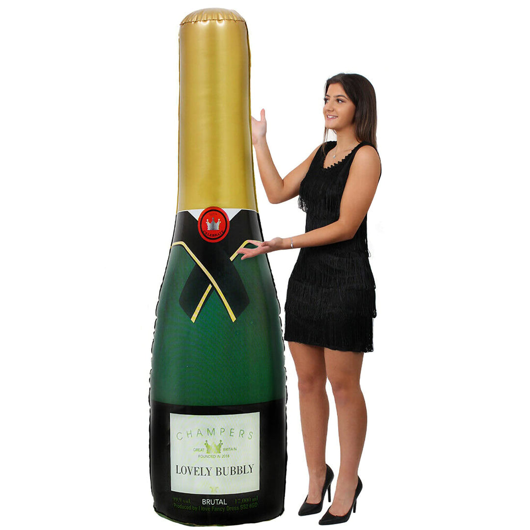 I LOVE FANCY DRESS Aufblasbare Champagnerflasche 1,8 m hoch - 180 cm X 1 - stabile, übergrosse aufbl