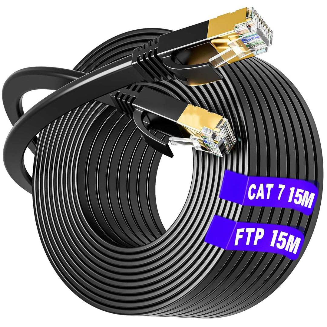 LAN Kabel 15 meter Cat 7, Netzwerkkabel 15m Hochgeschwindigkeits Ethernet Kabel Outdoor Indoor, S/FT