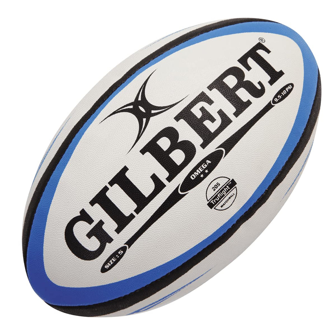 Gilbert Omega Match Rugbyball für Herren Size 5 blau / schwarz, Size 5 blau / schwarz