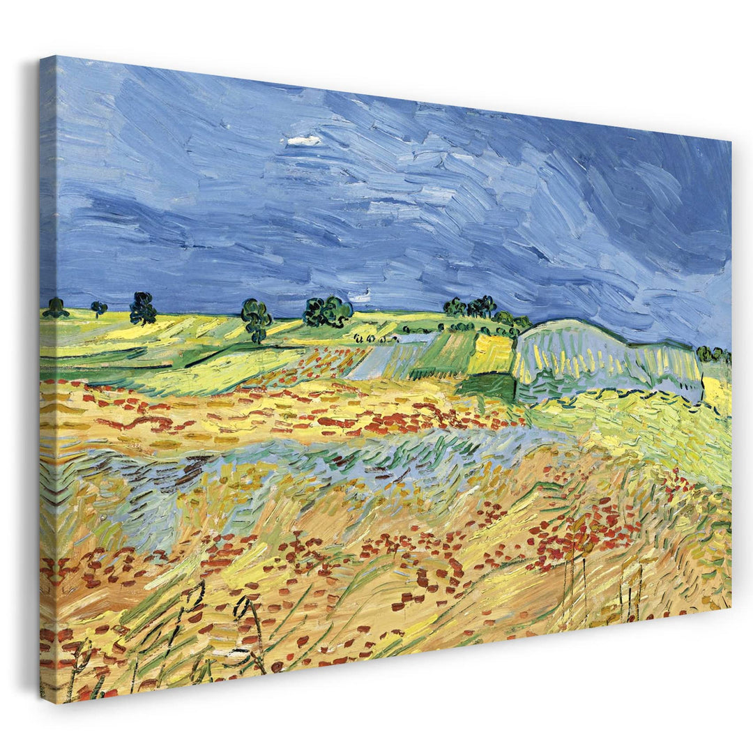 Printed Paintings Leinwand (60x40cm): Vincent Van Gogh - Weizenfeld mit stürmischem Himmel 60x40 cm,