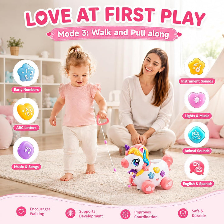 3-in-1 Musikspielzeug, Interaktives Gehen Sound-Spielzeug für 6 Monate+, Lernen Bildungsspielzeug Mo