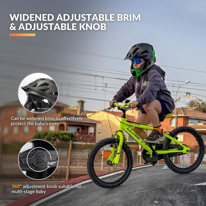 ROCKBROS Kinderhelm Integriert Fahrradhelm Kinder Jugend Fullface Helm mit Abnehmbarem Kinnschutz BM