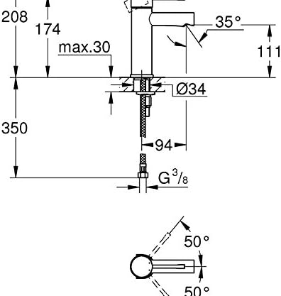 GROHE Essence - Einhand-Waschtischarmatur (wassersparend, mit Temperaturbegrenzer, S-Size), chrom, 3