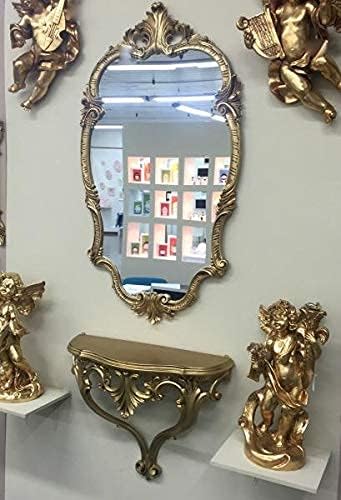 Artissimo GoldWandspiegel + Konsole in Oval Wandkonsole Barock 99x55 Flur Eingangsmöbel Möbel Konsol