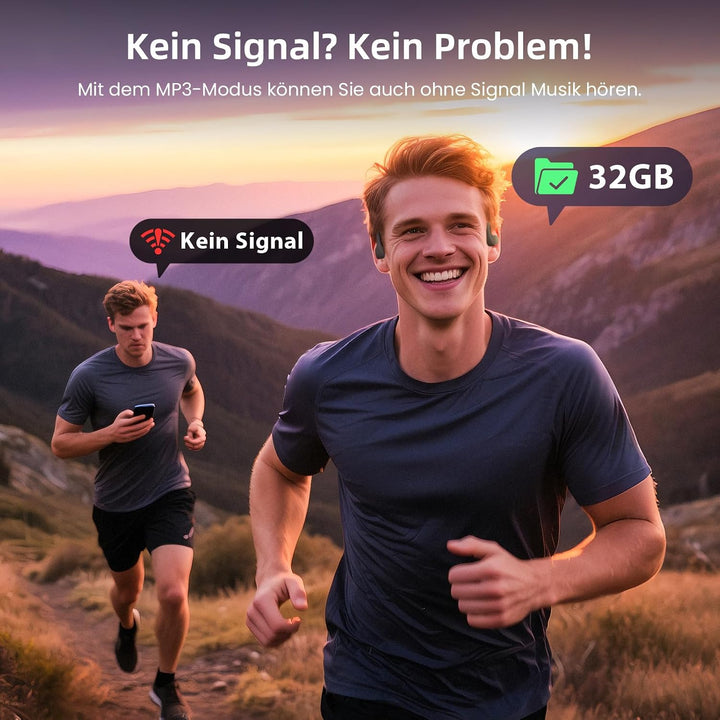 HIFI WALKER Open Ear Kopfhörer, Bluetooth 5.4, 32GB MP3, 15 Std Wiedergabe, HD Anrufe, für Laufen, R