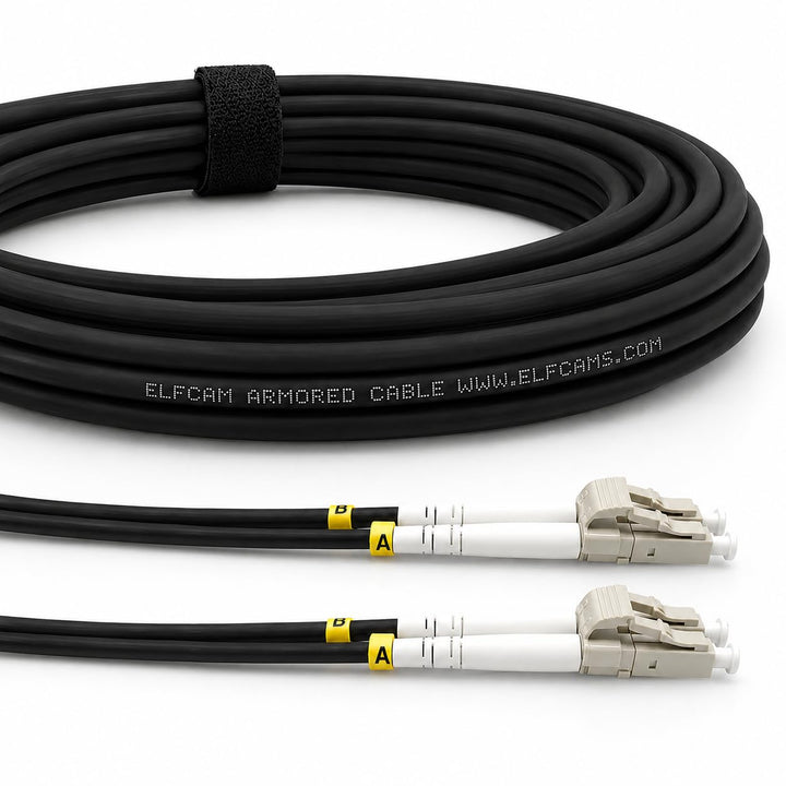 Elfcam® - 300m Gepanzerte Glasfaser-kabel LC/UPC auf LC/UPC OM3 Multimode Duplex 50/125um LSZH, LWL-