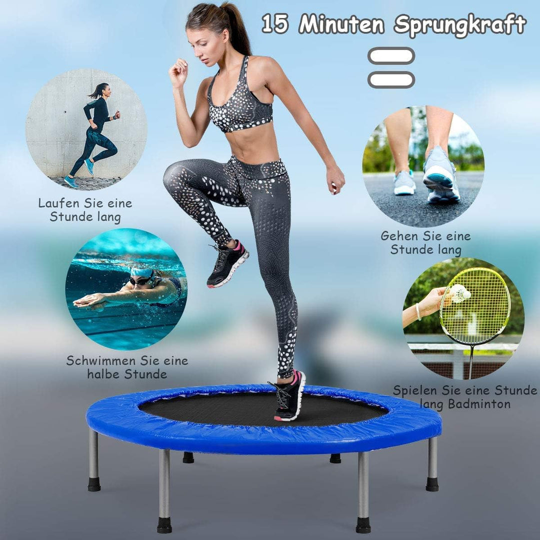 GOPLUS Trampolin Indoor, Ø97cm Fitnesstrampolin bis 150 kg belastbar, Kindertrampolin klappbar mit r
