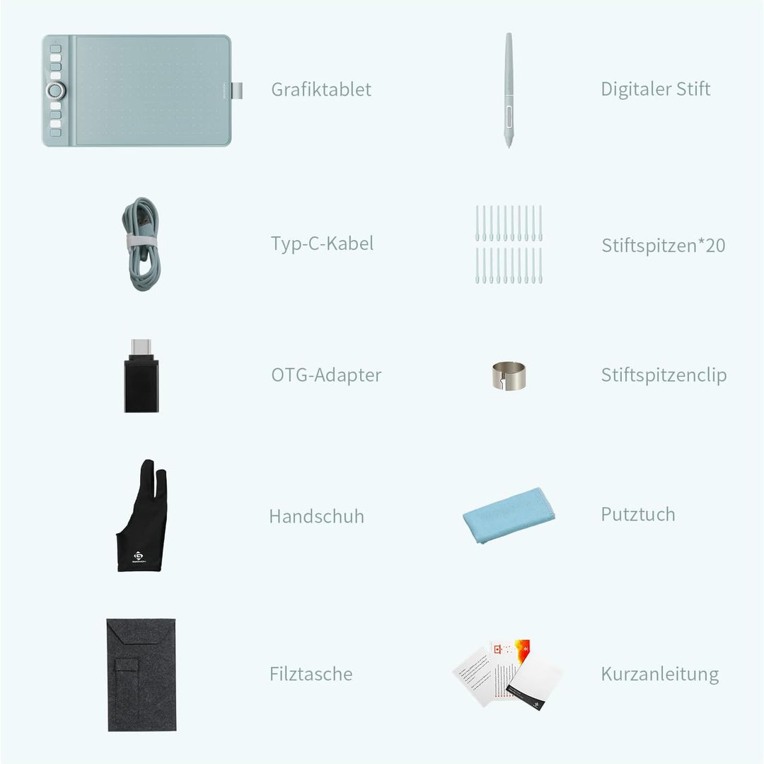 GAOMON WH851 Drahtloses Grafiktablett, Batteriefreier AP519 Digitaler Stift, 8 Programmierbare Druck