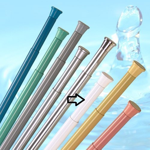 DUSCHVORHANGSTANGE 180 - 300 CM WEISS TELESKOPSTANGE - EXTRA LANG - GARDINENSTANGE SPRING KLEMMSTANG