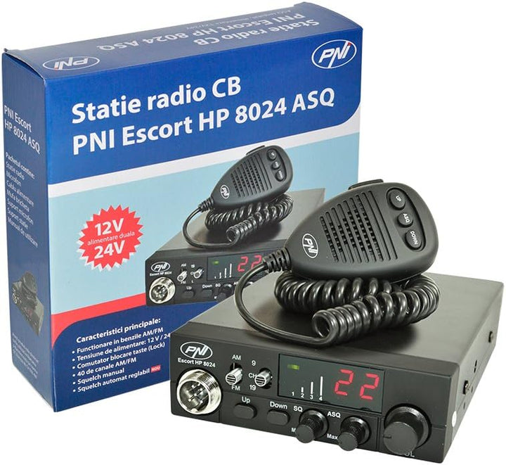 PNI Paket Radio CB Escort HP 8024 ASQ 12/ 24V + Antenne CB Extra 45 mit Magnet Antenna has 45 cm, An