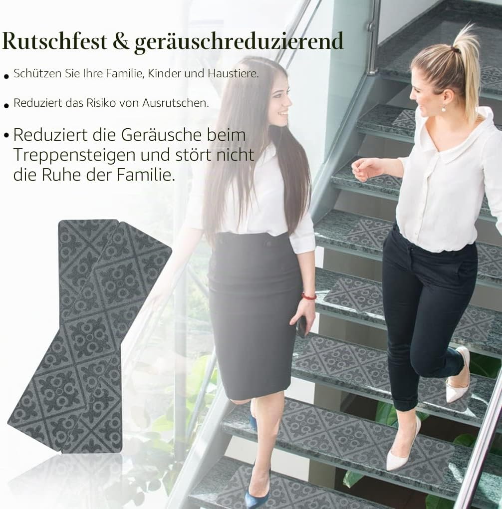 Arthome Teppich Treppenstufen Anti Rutsch Treppenteppich Teppiche 15 packen 20x76cm für Holztreppen,