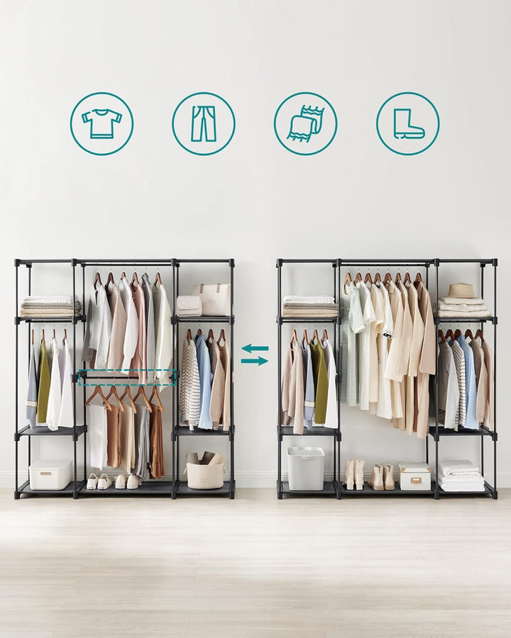SONGMICS Kleiderschrank offen, Kleiderständer, Kleiderstange, Garderobe, 43 x 151 x 166 cm, 4 Hängef