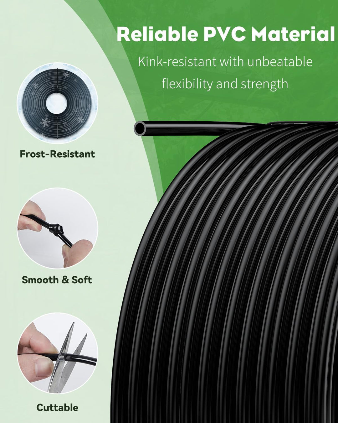 Pawfly 152 m 6,35 mm Tropfbewässerungsschlauch, PVC-Blindrohr für Tropfbewässerungssysteme, schwarze