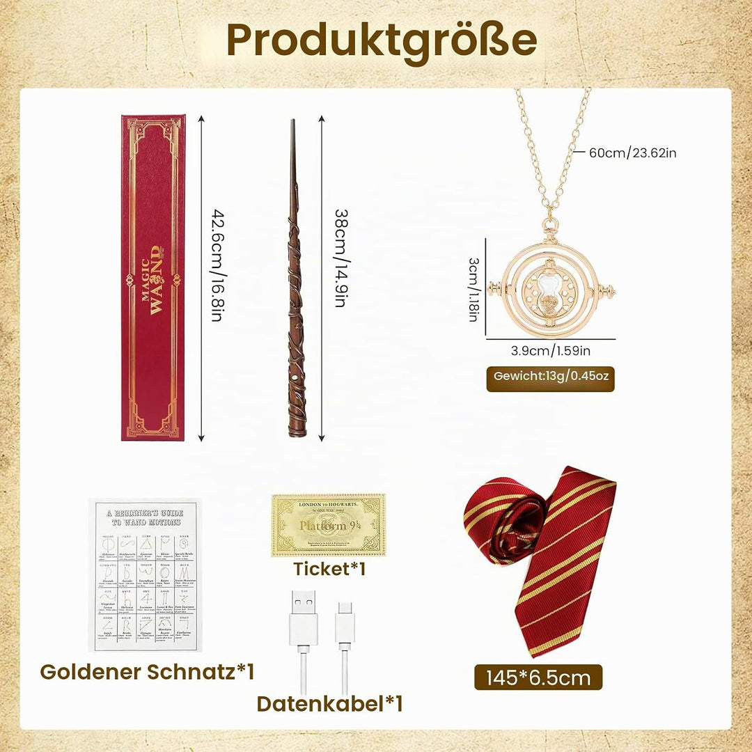 Hermine Zauberstab, 37CM Wiederaufladbar Magic Wand, Zauberstab Hermine Granger mit USB Aufladung, Z