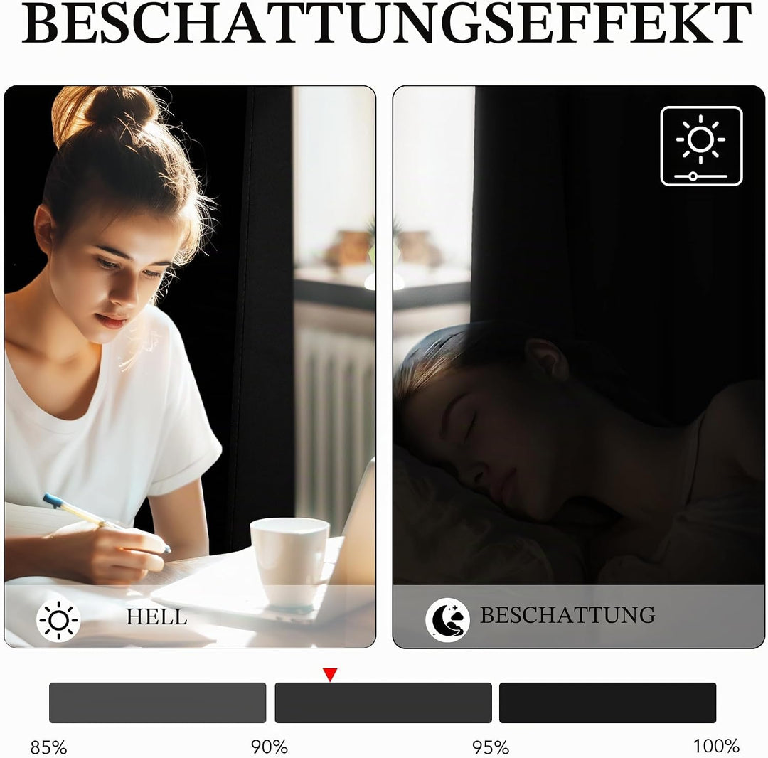 PONY DANCE Vorhang Blickdicht Kurz - Ösenschal Gardinen Kinderzimmer Junge Küchengardinen Schwarz Th