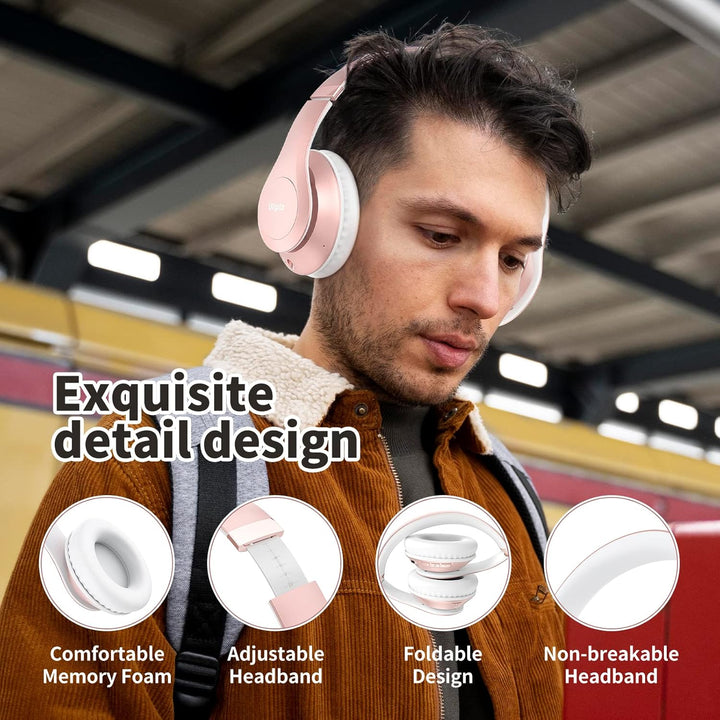 Uliptz Kabellose Bluetooth-Kopfhörer, 65 Stunden Spielzeit, 6 EQ-Sound-Modi, HiFi-Stereo-Over-Ear-Ko