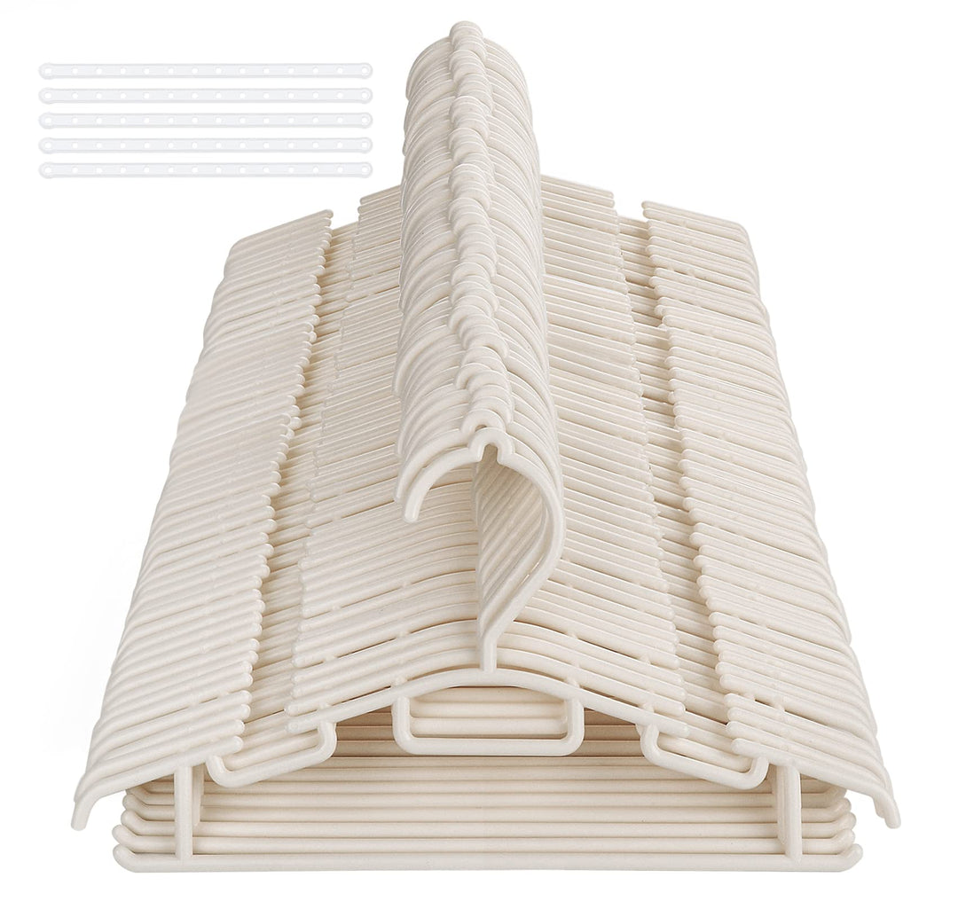 ilauke Kinder Kleiderbügel, 60 Stück 30cm Babykleiderbügel mit Hosensteg und 5 Kleiderbügelketten, K