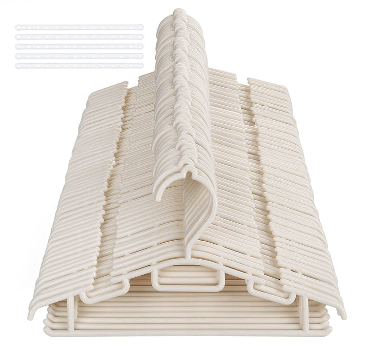 ilauke Kinder Kleiderbügel, 60 Stück 30cm Babykleiderbügel mit Hosensteg und 5 Kleiderbügelketten, K