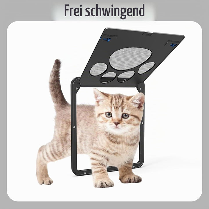 Einfache Installation Katzenklappe(29 cm * 24 cm) Abschliessbar Haustierklappe Fliegengitter mit Mag